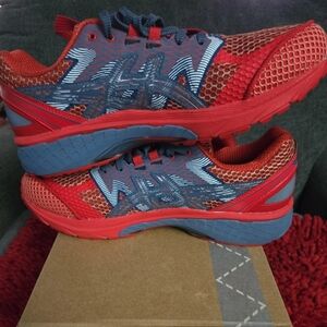 Asics Red and Blue Men's Athletic Running Shoes